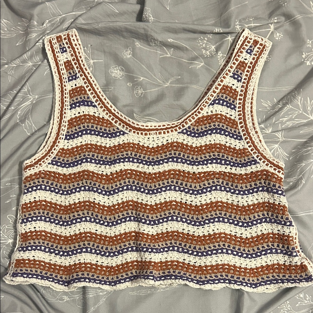 Striped Crochet Tank Top